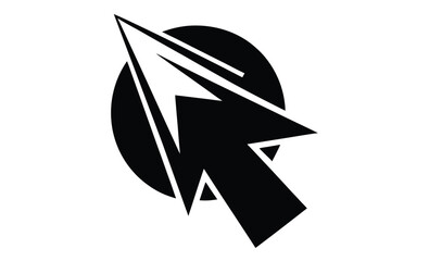 Mouse pointer click arrow silhouette, Computer mouse click pointer cursor arrow flat icon for apps and websites 