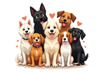 Fototapeta premium National Rescue Dog Day Vector Illustrations - Playful, Heartwarming Designs of Rescue Dogs, Adoption, and Shelters for Social Media, Campaigns, and Awareness Projects