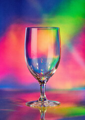 empty glass on colorful background