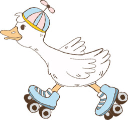 Cute Funny Silly Goose, Aesthetic Cartoon Doodle Hand Draw, Cartoon Farm Animal 