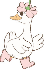 Cute Spring Silly Goose Doodle Hand Drawn with Daisy