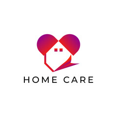 ILLUSTRATION HOME CARE. ABSTRACT HOUSE WITH LOVE. GRADIENT ORANGE PINK COLOR DESIGN ELEMENT VECTOR