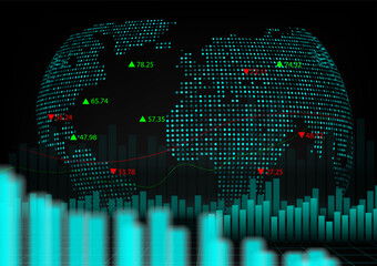 Stock market or forex trading graph and candlestick chart suitable for financial investment concept. Economy trends background for business idea and abstract finance background. Vector illustration.