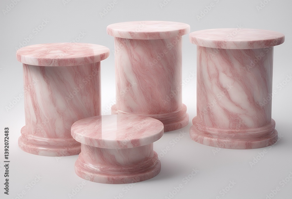 Poster white podiums path 3d clipping background pink set image marble display concept minimalism minimal a