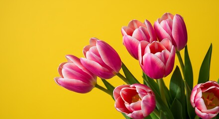 Fototapeta premium Pink Tulips Burst: A Springtime Bloom AI Generated