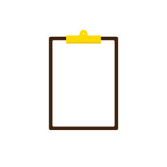 Note board with blank white paper. Notebook with clean sheet. Vector illustration.