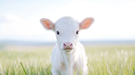 Fototapeta premium Sweet, innocent calf in a field