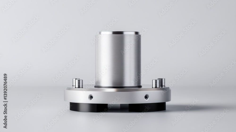 Poster elegant metallic cylindrical component on white background showcasing precision engineering and mode