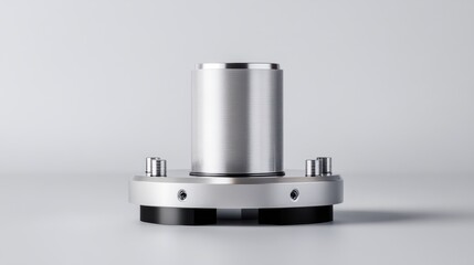 Elegant metallic cylindrical component on white background showcasing precision engineering and modern design elements