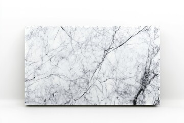 White marble slab with grey veining, isolated on white background.