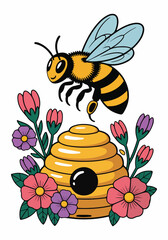 Bee Conservation Vector Designs for World Bee Day – T-shirts, Stickers, Posters, Social Media Posts, Animated GIFs, Honey Bees, Flowers, Earth, Eco-Friendly Awareness