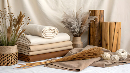 Soft textiles and decorative elements create a cozy indoor setting