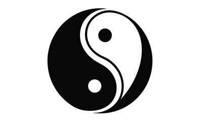 Ying yang balance icon flat silhouette, Ying yang balance flat icon for apps 