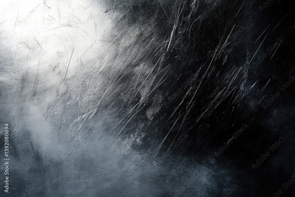 Aufkleber abstract grayscale texture with scratches and dark gradient, creating a grunge aesthetic.