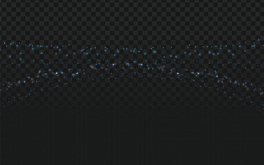 Subtle horizontal lines of sparkling blue glitter particles on a transparent dark checkered background. Perfect for adding a touch of magic and sparkle.