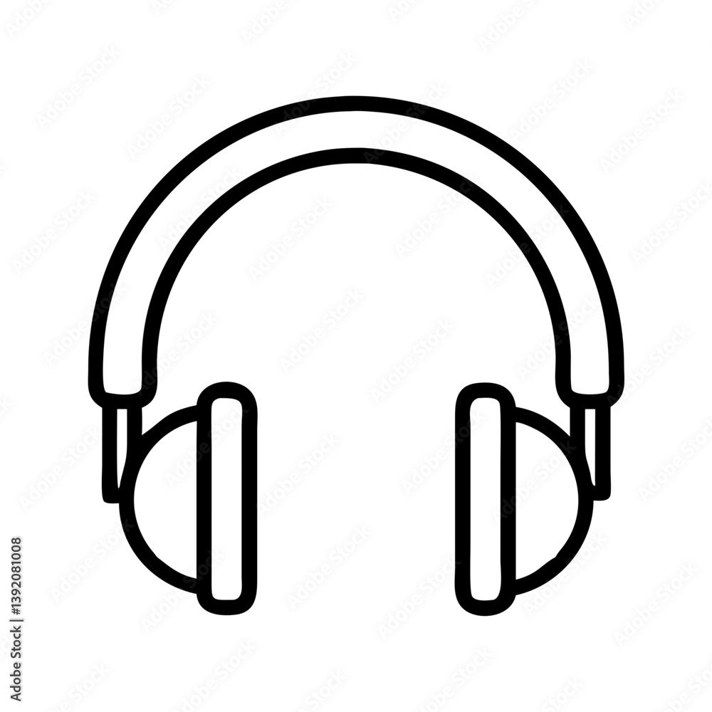 Poster headphones vector icon for music listening and audio design element in simple outline style for crea