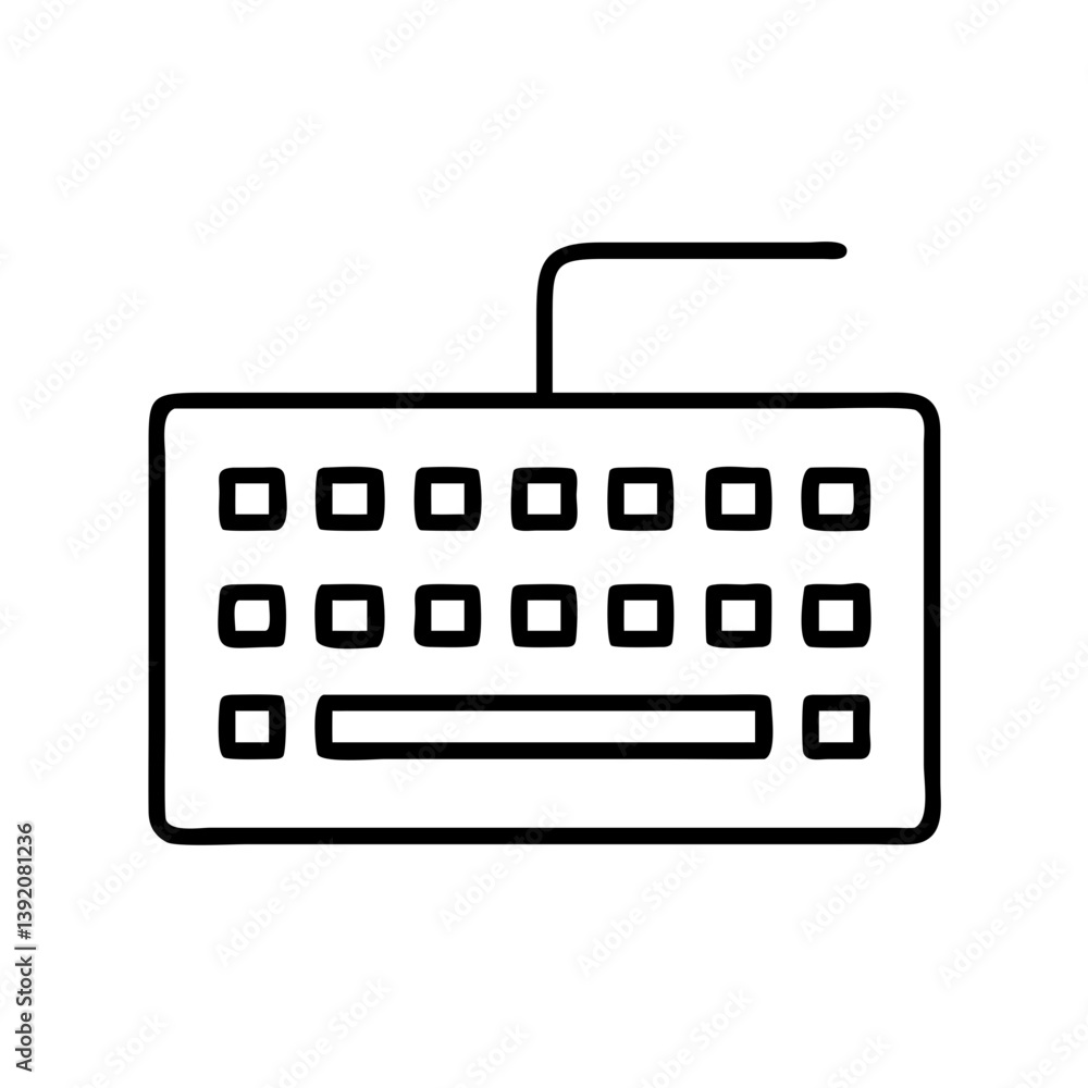 Poster keyboard vector icon for computer input device and pc hardware peripheral illustration outline desig
