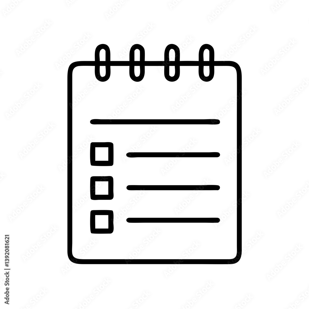 Poster checklist notepad vector icon for task management and organization in outline style for ui design
