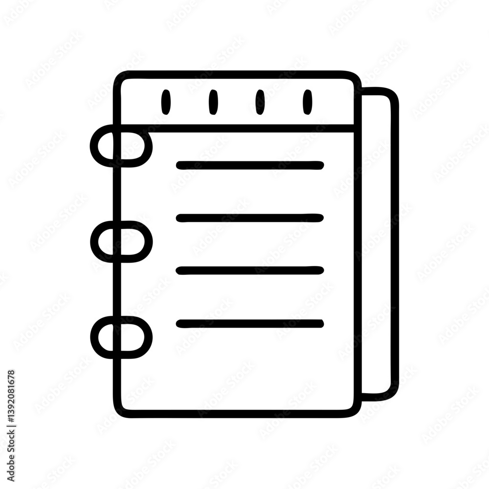 Poster notebook notepad sketch vector illustration for notes to do list memo and office supplies concept