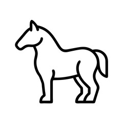 Horse line art vector illustration of equine animal drawing for design and decoration, outline icon 