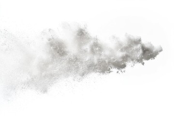 Grey powder explosion isolated on white background, abstract texture.