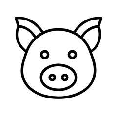 Pig face drawing vector illustration cute animal farm livestock swine outline graphic design icon simple art head