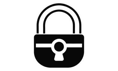 Padlock combination lock icon silhouette, Combination lock or padlock flat vector icon for apps and websites 
