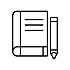 Book and pencil icon vector illustration for education, writing, notes, and creative design projects usage