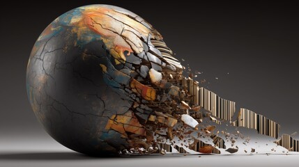Deteriorating globe symbolizing environmental degradation. reciprocal tariffs import tax economic impact