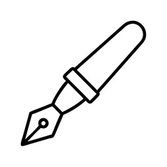 Fountain pen vector icon illustration, classic writing tool for calligraphy and signature design element, art