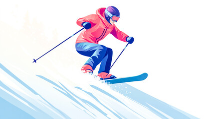 Obraz premium An icon of a skier swiftly descending a snowy mountain slope, representing winter sports, skiing, and alpine adventure