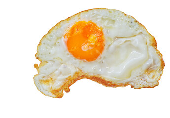 Top view crispy fried egg, Isolated fried chicken egg on white background.