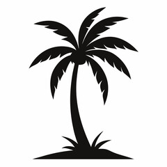 Palm tree silhouette icon on white background 