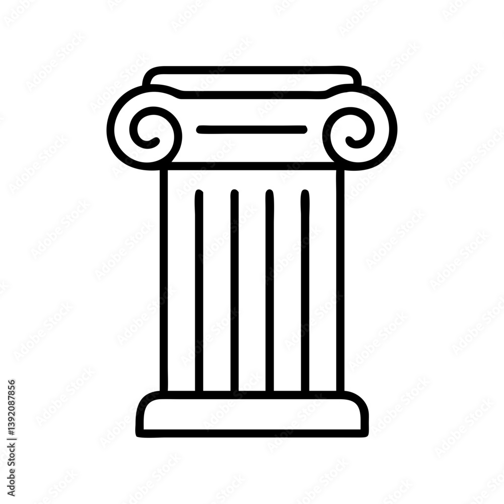 Aufkleber ionic column vector illustration of ancient greek architecture and roman pillar design for history p