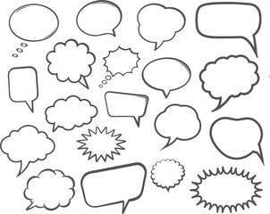 Collection of various speech bubbles and thought Bubbles for communication and design