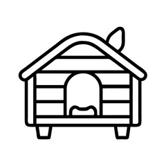 Dog house kennel outline vector illustration pet shelter animal home canine wooden architecture residence 