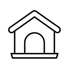 Dog house vector icon illustration, pet shelter outline drawing, kennel graphic for animal home design, simple art