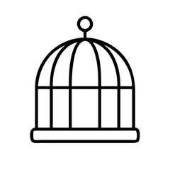 Birdcage vector icon illustration, outline bird cage graphic, pet bird house line art drawing design