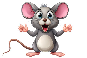  cartoon surprised mouse isolated on white background PNG. GENERATIVE AI