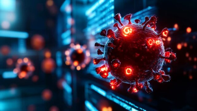 red virus cell cyberspace background