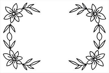 botanical frame, hand-drawn floral borders, continuous line art