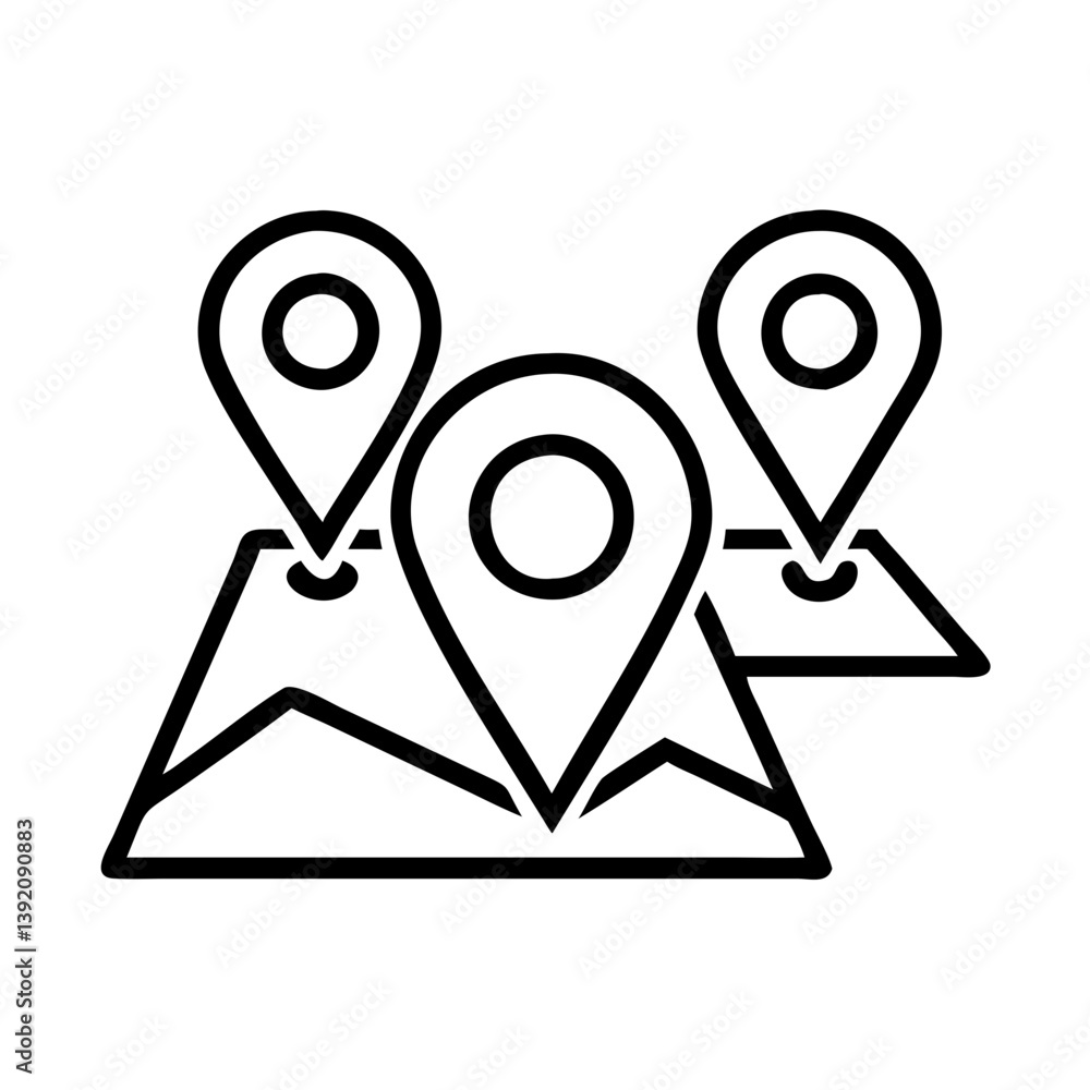 Poster location map pin icon vector for gps navigation and travel destination with multiple points of inter