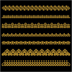 An original vintage-style design featuring an ornate heraldic crest with calligraphic details and a floral filigree pattern used as a horizontal divider