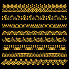 An original vintage-style design featuring an ornate heraldic crest with calligraphic details and a floral filigree pattern used as a horizontal divider