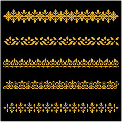 An original vintage-style design featuring an ornate heraldic crest with calligraphic details and a floral filigree pattern used as a horizontal divider