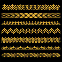 An original vintage-style design featuring an ornate heraldic crest with calligraphic details and a floral filigree pattern used as a horizontal divider