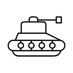 Tank outline vector drawing for military vehicle clip art and war machine icon design element and symbol use