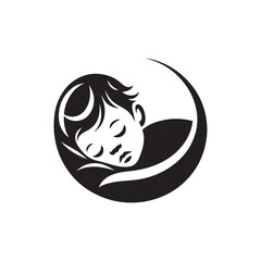 baby sleeping vector silhouette clipart logo illustration