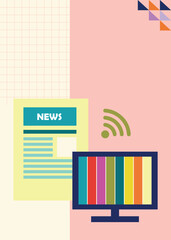 News broadcast and online media illustration