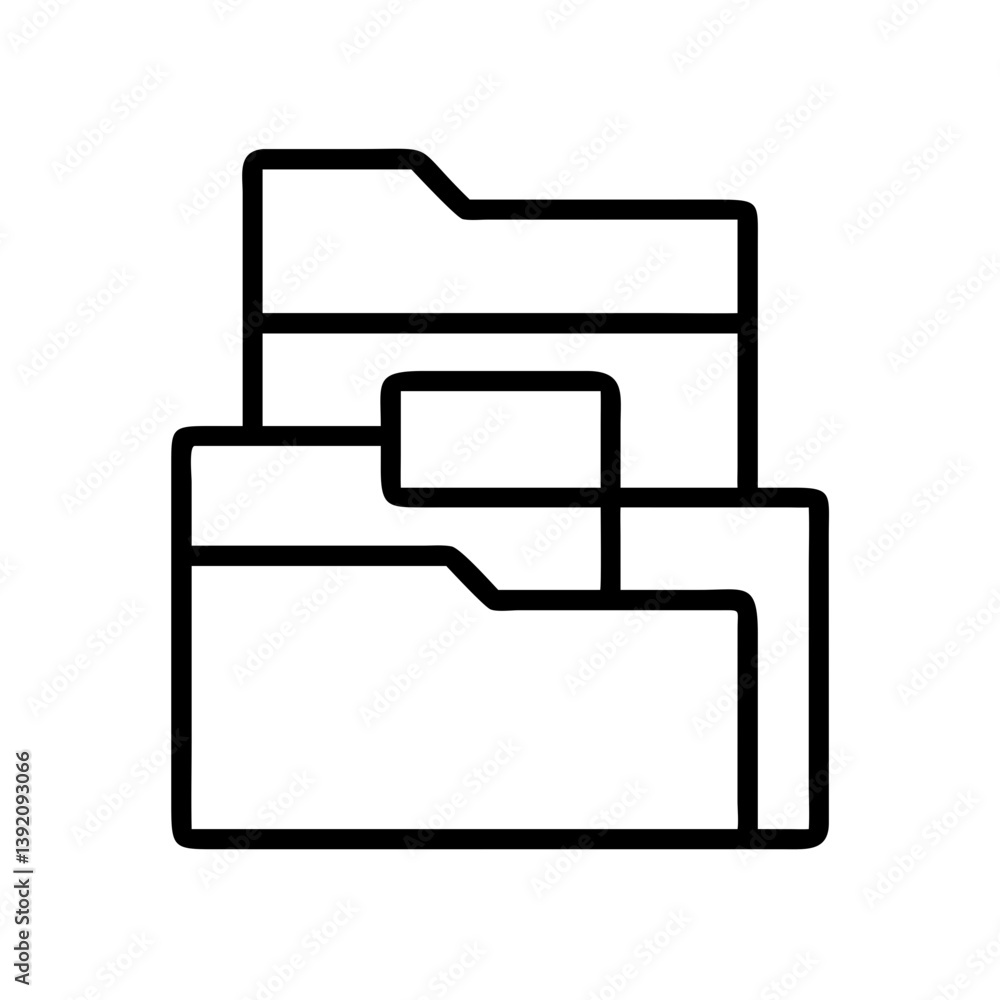 Poster folder icon for data management and file organization in a minimalist outline style for web design a